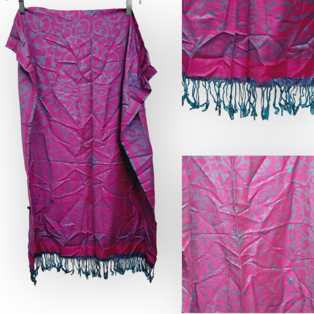 TURKISH long wrap/scarf in Swirl print, 2 tone Pashmina